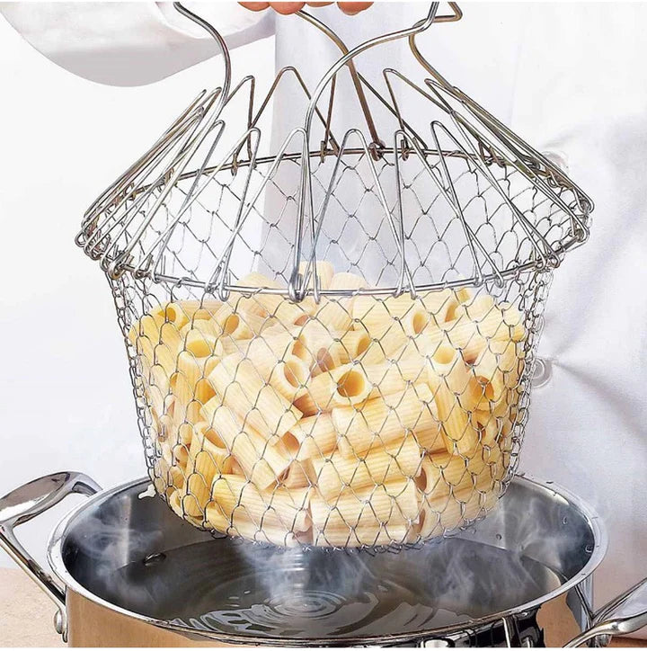 Deep Fry Basket Stainless Steel Multi-function Foldable